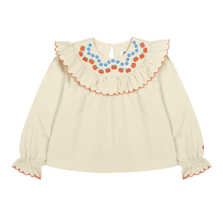 Apple Flower Ruffle Blouse