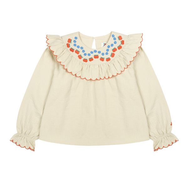 Apple Flower Ruffle Blouse