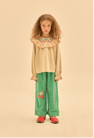 Apple Flower Ruffle Blouse