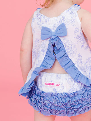 Periwinkle Butterfly Garden Toile Knit Swing Top and Bloomer Set