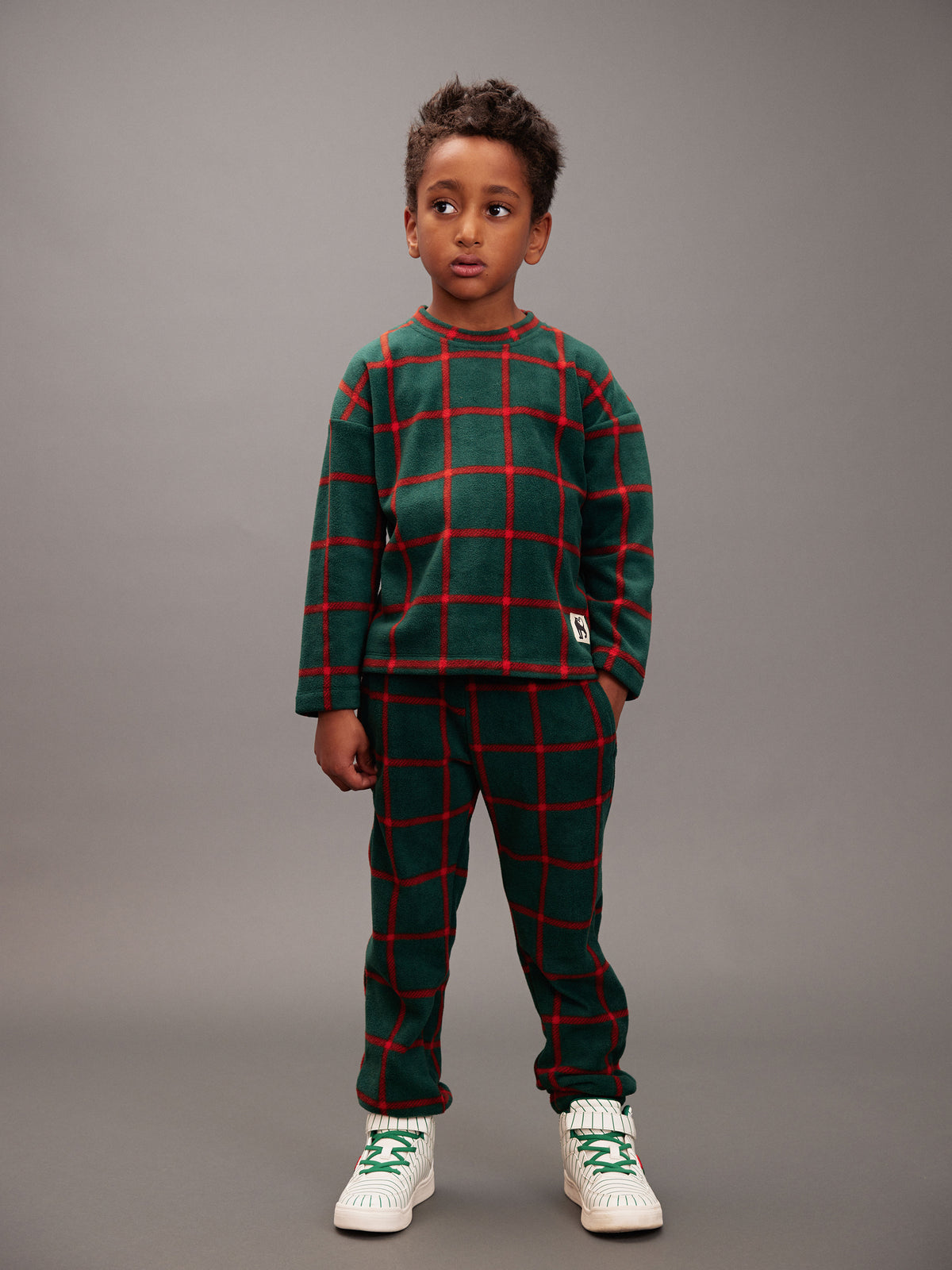 Plaid Fleece Long Sleeve Top by Mini Rodini