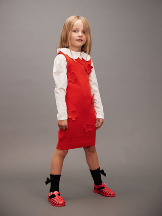 Knitted Flower Vest Dress