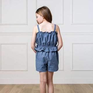 ARCHIVE — Organic Smocked Chambray Romper — 2T