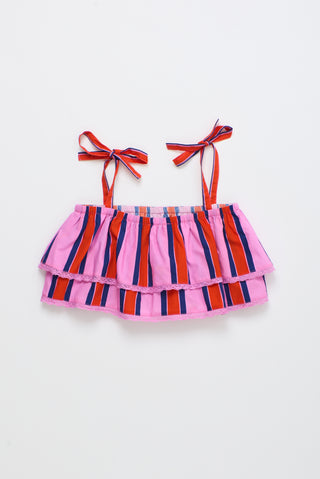 Ruffles Stripes Top Pink