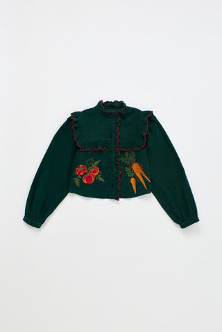 Vegetables Microcorduroy Embroidery Shirt Green by Maison Mangostan