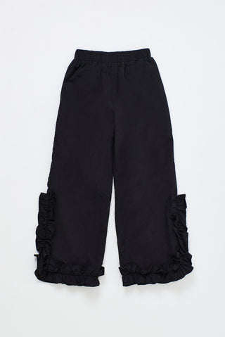 Ruffles Nylon Pants Black by Maison Mangostan