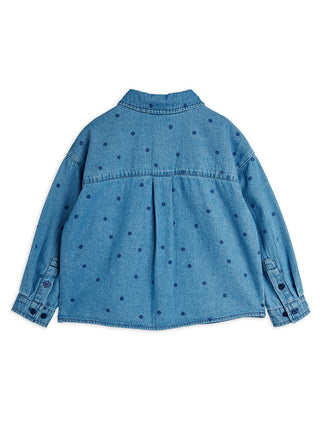 Back of Mini Rodini's Dotted Denim Shirt rented from Bundle to Bundle