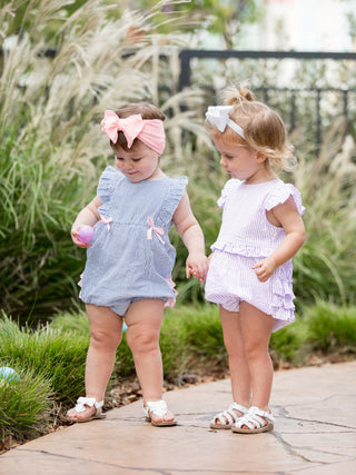 Seersucker Classic Ruffle Bubble Romper