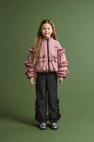 Ruffles Nylon Pants Black by Maison Mangostan