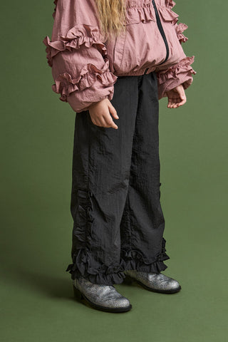 Ruffles Nylon Pants Black by Maison Mangostan