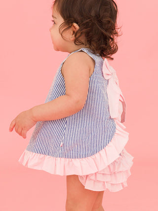 Seersucker Ruffle Swing Top and Bloomer Set