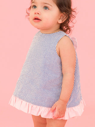Seersucker Ruffle Swing Top and Bloomer Set