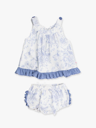 Periwinkle Butterfly Garden Toile Knit Swing Top and Bloomer Set