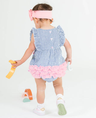 Seersucker Classic Ruffle Bubble Romper