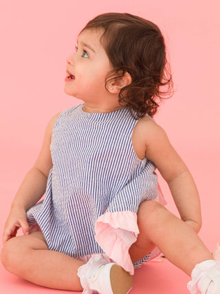 Seersucker Ruffle Swing Top and Bloomer Set