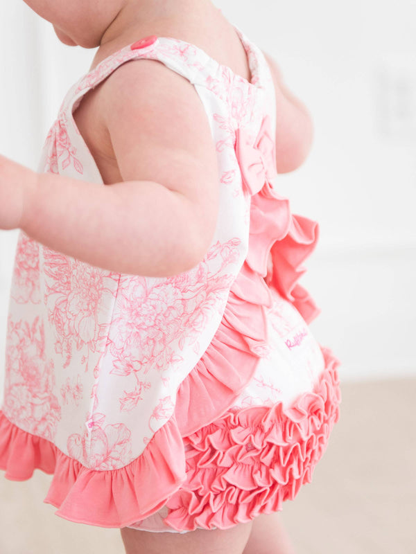 Bubblegum Pink Butterfly Garden Toile Knit Swing Top and Bloomer Set