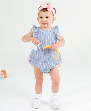 Seersucker Classic Ruffle Bubble Romper