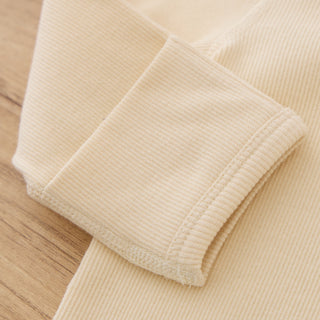 Long-sleeve Ribbed Collar Bodysuit - Hedgehog Embroidery