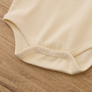 Long-sleeve Ribbed Collar Bodysuit - Hedgehog Embroidery