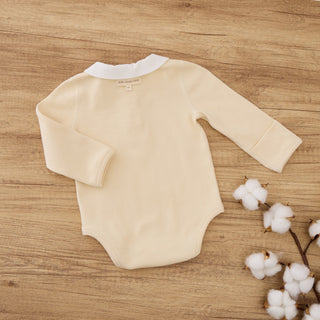 Long-sleeve Ribbed Collar Bodysuit - Hedgehog Embroidery