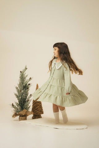 Long-sleeve Tiered Dress