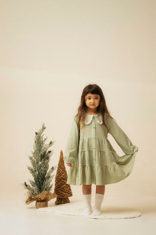 Long-sleeve Tiered Dress