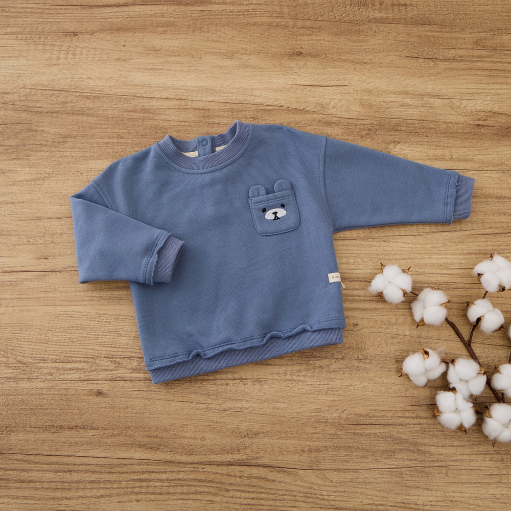Bear Embroidered Raw Hem Sweatshirt by BlaraOrgana House