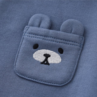 Bear Embroidered Raw Hem Sweatshirt