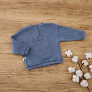 Bear Embroidered Raw Hem Sweatshirt