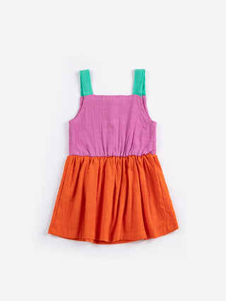 Pixel Daisy Color Block Woven Dress