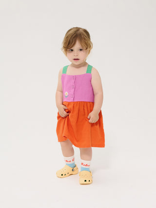 Pixel Daisy Color Block Woven Dress