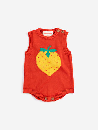 Pixel Strawberry Knitted Romper