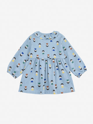 Game Pawns All Over Light Denim Dress