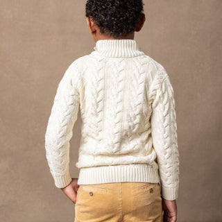 Organic Mock Neck Cable Sweater