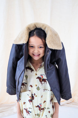 Cowboy Canvas Oversized Boilersuit Khaki by Fille Garçon