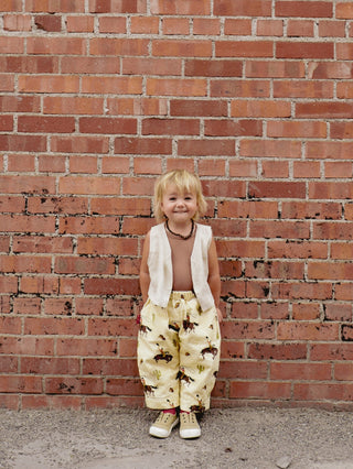 Cotton Canvas Cowboy Pants Cream by Fille Garçon