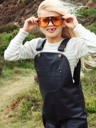 Oversmalls Nappa Leather Overalls Navy by Fille Garçon