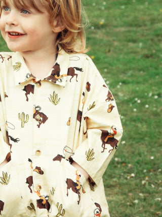 Cowboy Canvas Oversized Boilersuit Cream by Fille Garçon