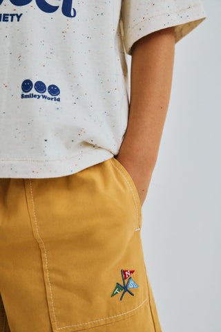 The New Society's Cosmos Bermuda Shorts Honey Gold rented Bundle to Bundle a kids clothing rental 