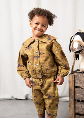 Cotton Canvas Cowboy Pants Khaki by Fille Garçon