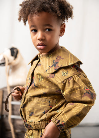 Cotton Canvas Cowboy Jacket Khaki by Fille Garçon