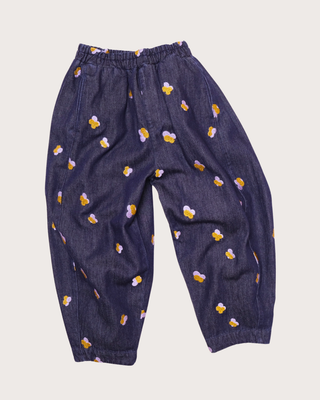 Manu Embroidered Denim Barrel Leg Jeans