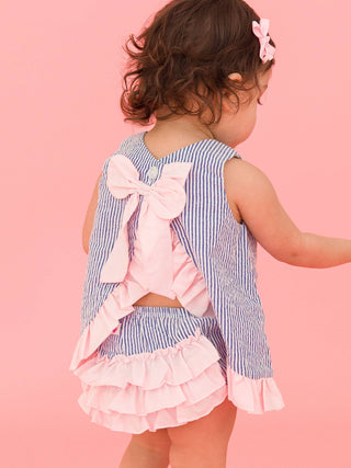 Seersucker Ruffle Swing Top and Bloomer Set