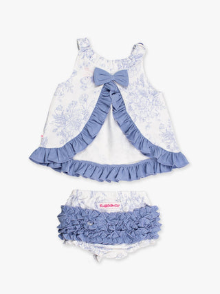 Periwinkle Butterfly Garden Toile Knit Swing Top and Bloomer Set