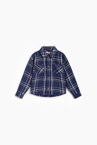 The New Society Boone Overshirt navy plaid, front