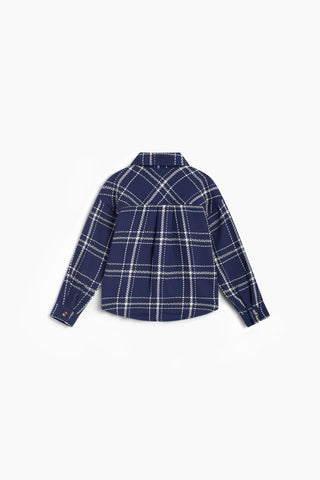 The New Society Boone Overshirt navy plaid, back