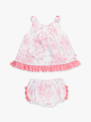 Bubblegum Pink Butterfly Garden Toile Knit Swing Top and Bloomer Set