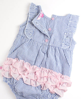 Seersucker Classic Ruffle Bubble Romper