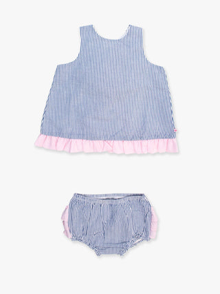 Seersucker Ruffle Swing Top and Bloomer Set