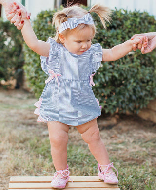 Seersucker Classic Ruffle Bubble Romper